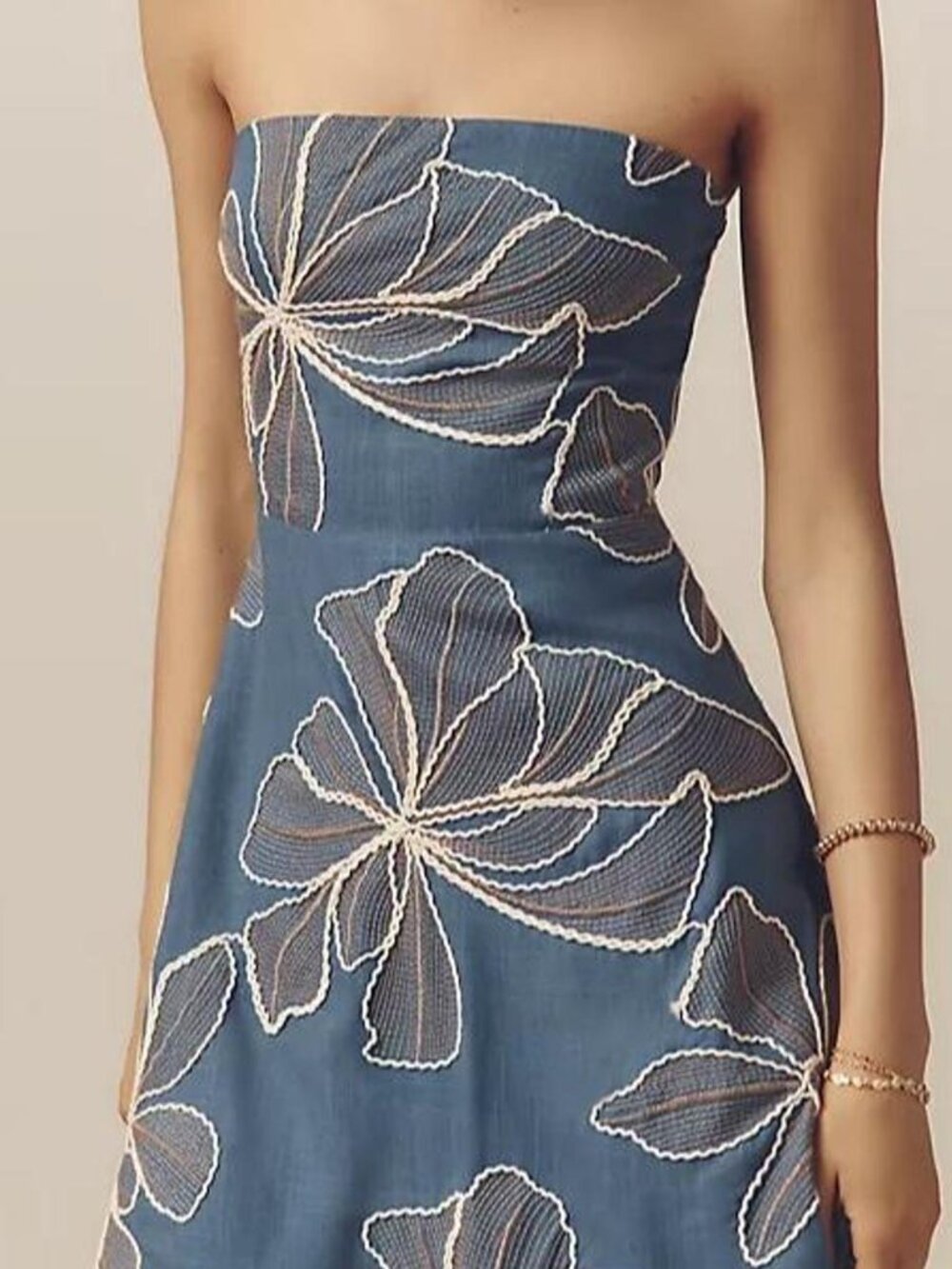 Anthropologie Flat White Strapless Mini Dress XS